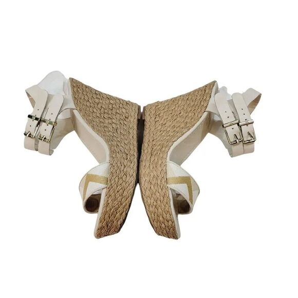 Elliott Lucca Guilia Leather Espadrille Wedge in Linen Multi Size 9 - Picture 11 of 15